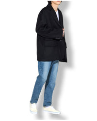 EDUARDO Wool Blend Pea coat Classic Single-Breasted Notch Lapel for Men and Women.