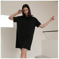 EDUARDO Women Summer Casual Short Sleeve Crewneck T-Shirt Dress Semi over Fit. (Cool Cotton Modal Blend)