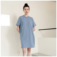 EDUARDO Women Summer Casual Short Sleeve Crewneck T-Shirt Dress Semi over Fit. (Cool Cotton Modal Blend)