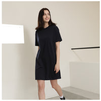 EDUARDO Women Summer Casual Short Sleeve Crewneck T-Shirt Dress Semi over Fit. (Cool Cotton Modal Blend)