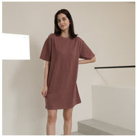 EDUARDO Women Summer Casual Short Sleeve Crewneck T-Shirt Dress Semi over Fit. (Cool Cotton Modal Blend)