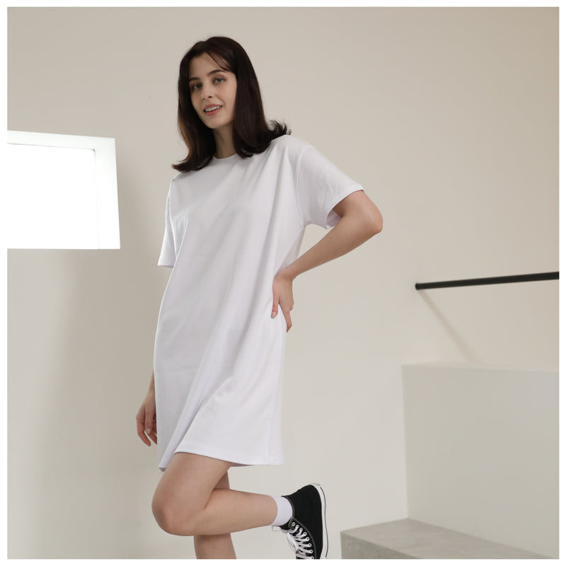 EDUARDO Women Summer Casual Short Sleeve Crewneck T-Shirt Dress Semi over Fit. (Cool Cotton Modal Blend)