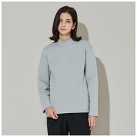 Women's Semi-Over Heavyweight Cotton Long Sleeve Mock Neck Top.