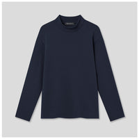 Women's Semi-Over Heavyweight Cotton Long Sleeve Mock Neck Top.