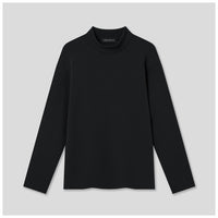 Women's Semi-Over Heavyweight Cotton Long Sleeve Mock Neck Top.