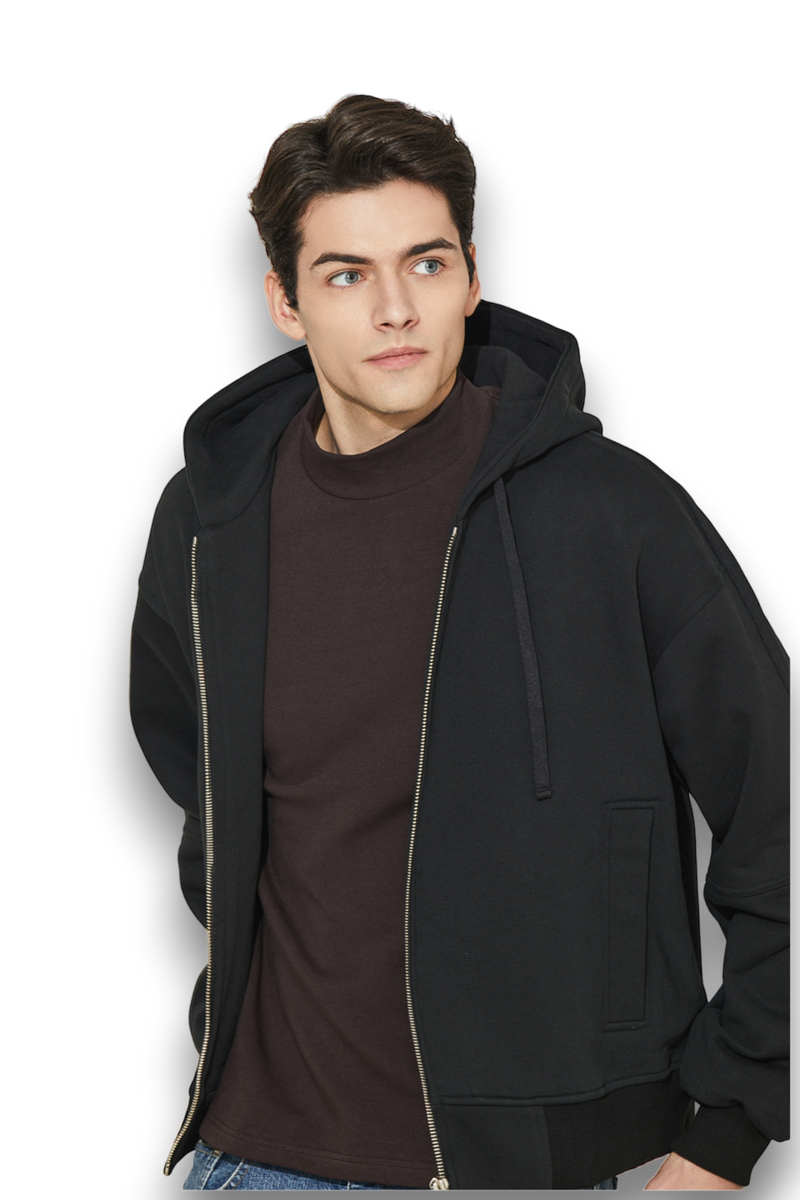 EDUARDO Overfit Incision Balloon Hoodie Zip-Up.