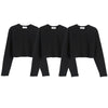 EDUARDO 3 Pack Women's Casual Mid Weight Long Sleeve Crop Top Shirts Multipack