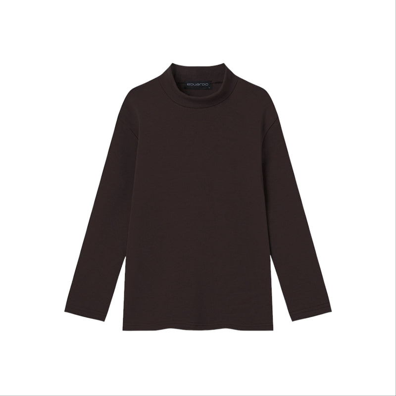 EDUARDO Youth Mock Neck semi-Over Brushed Heavy Cotton Long Sleeve Shirt.