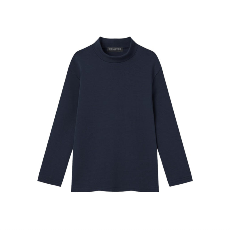 EDUARDO Youth Mock Neck semi-Over Brushed Heavy Cotton Long Sleeve Shirt.