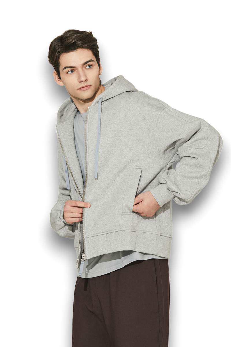 EDUARDO Overfit Incision Balloon Hoodie Zip-Up.