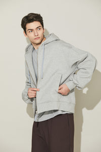 EDUARDO Overfit Incision Balloon Hoodie Zip-Up.