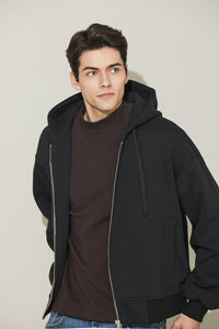 EDUARDO Overfit Incision Balloon Hoodie Zip-Up.