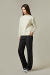 Women's Semi-Over Heavyweight Cotton Long Sleeve Mock Neck Top.