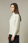 Women's Semi-Over Heavyweight Cotton Long Sleeve Mock Neck Top.