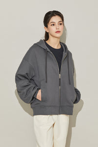 EDUARDO Overfit Incision Balloon Hoodie Zip-Up.