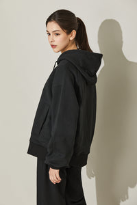 EDUARDO Overfit Incision Balloon Hoodie Zip-Up.