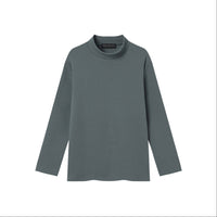 EDUARDO Youth Mock Neck semi-Over Brushed Heavy Cotton Long Sleeve Shirt.