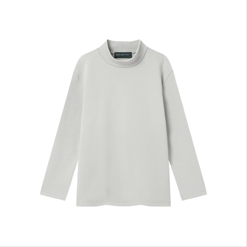 EDUARDO Youth Mock Neck semi-Over Brushed Heavy Cotton Long Sleeve Shirt.