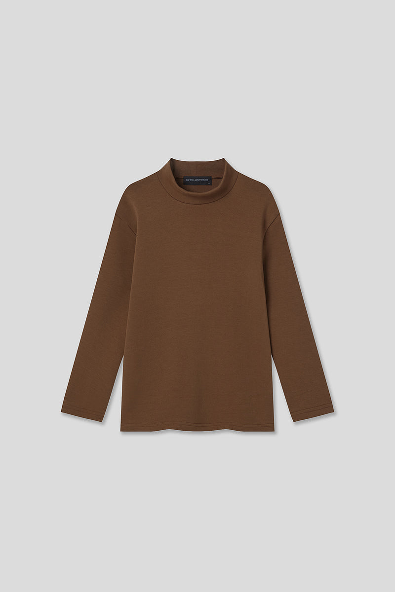 EDUARDO Youth Mock Neck semi-Over Brushed Heavy Cotton Long Sleeve Shirt.