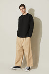 EDUARDO Cotton Drawstring Wide Fit Cropped Casual Pants for Men and Women.