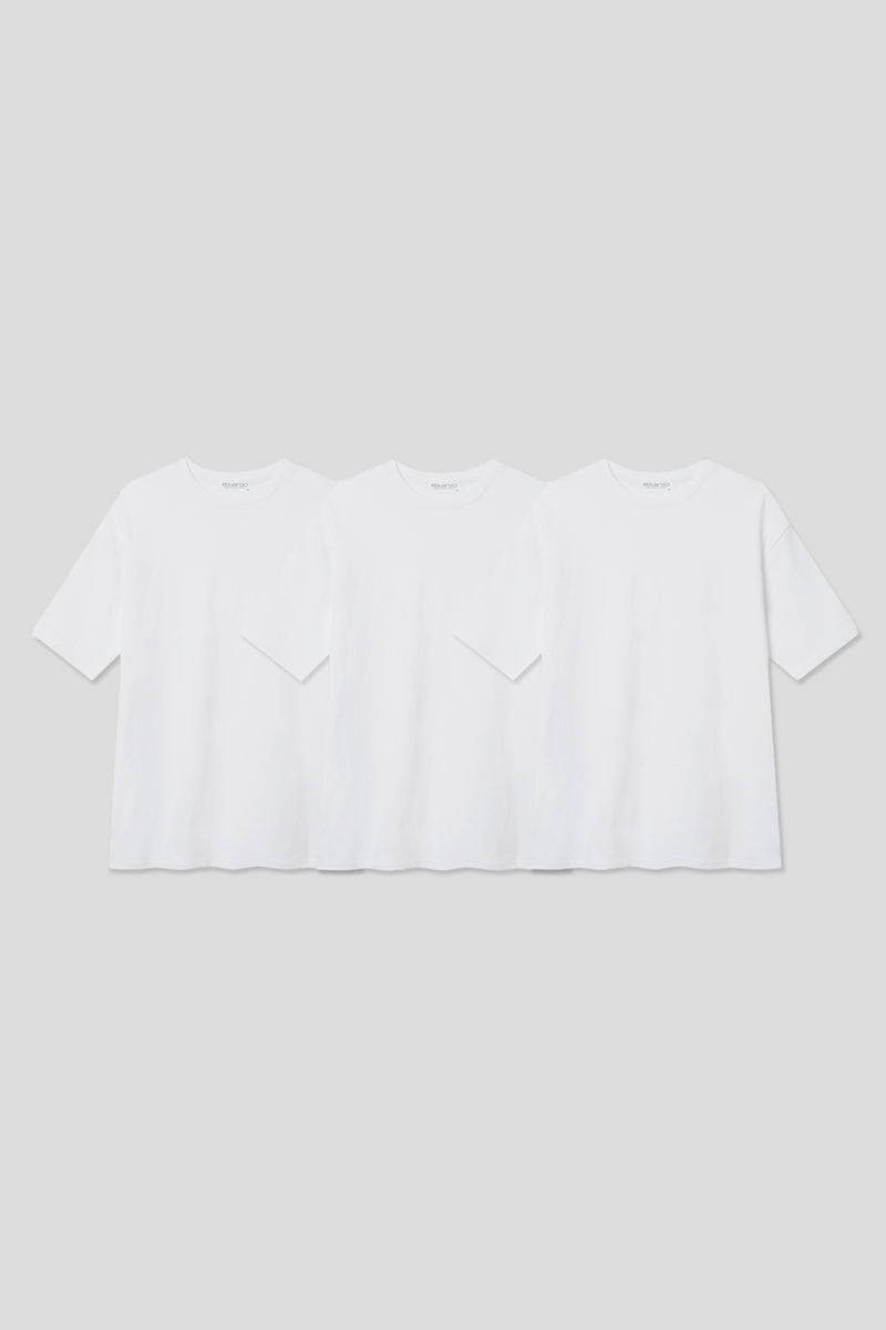 EDUARDO Men's Anyone-over fit short-sleeved t-shirt multipack 3 pcs [White]