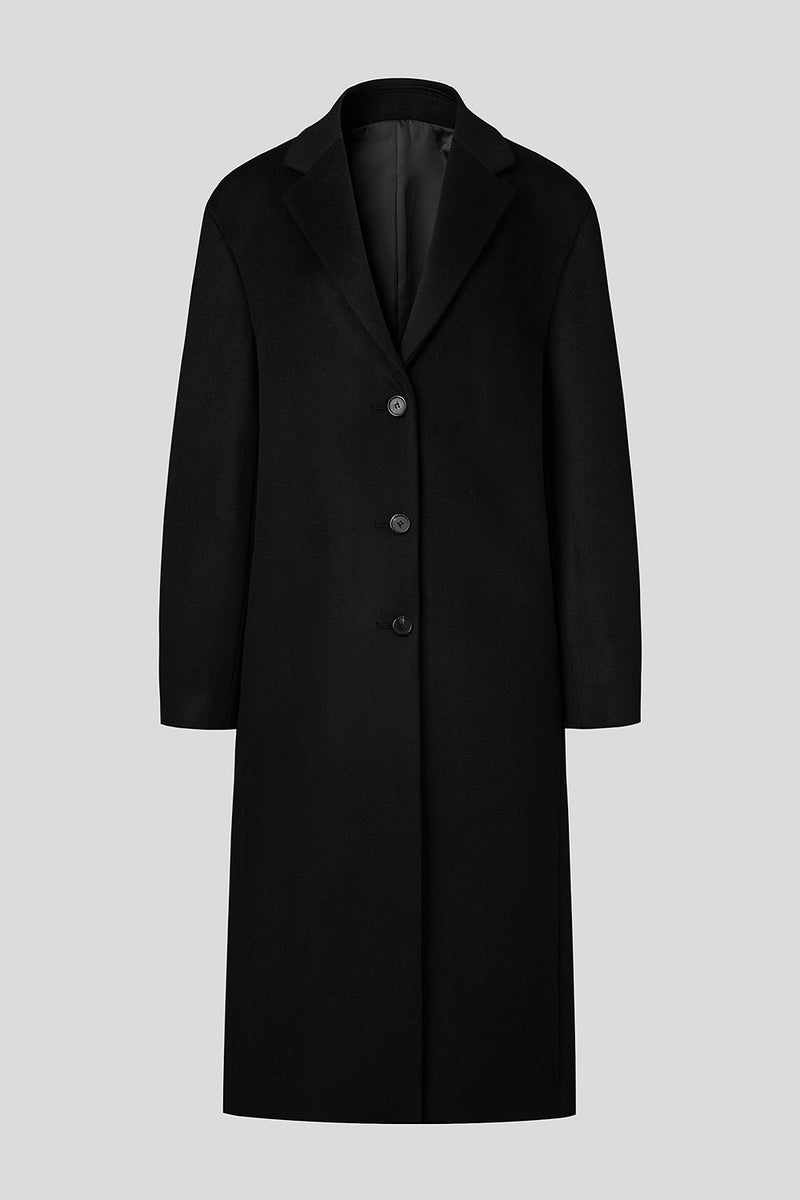 Eduardo Women Wool Coat Single-Breasted Chesterfield Long Overcoat.