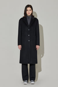 Eduardo Women Wool Coat Single-Breasted Chesterfield Long Overcoat.