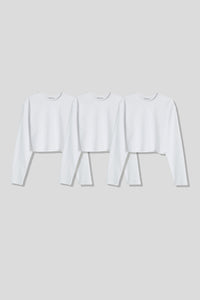 Women’s Normal Regular-Fit Cropped Long-Sleeve T-Shirt – Classic Multipack