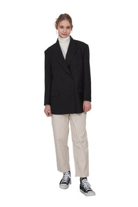 EDUARDO Double-Breasted Notched Lapel Oversized Wool Blend Women's Jacket.