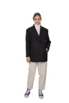 EDUARDO Double-Breasted Notched Lapel Oversized Wool Blend Women's Jacket.