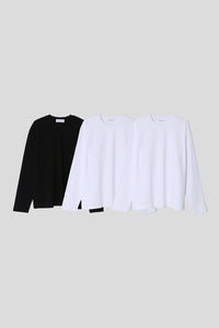 EDUARDO 3 Pack Women's Semi Over Relaxed Fit  Long-Sleeve Crew Neck T-Shirt  Multipack.