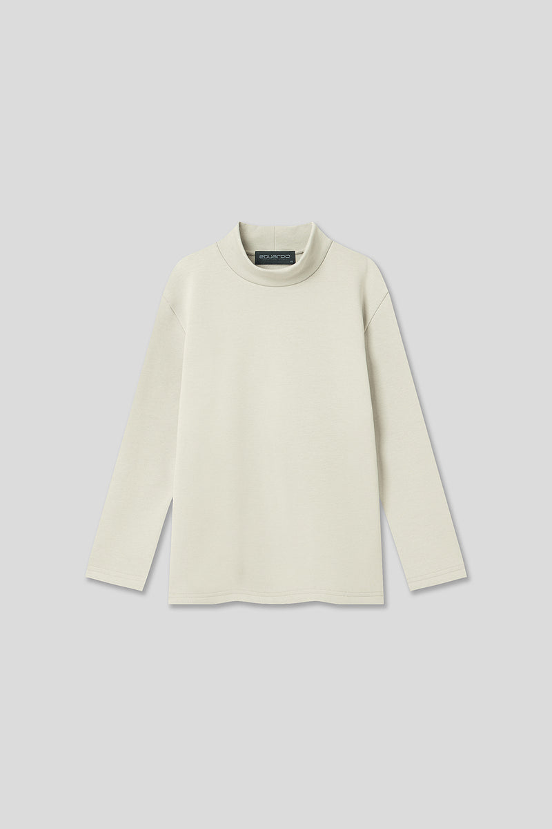 EDUARDO Youth Mock Neck semi-Over Brushed Heavy Cotton Long Sleeve Shirt.