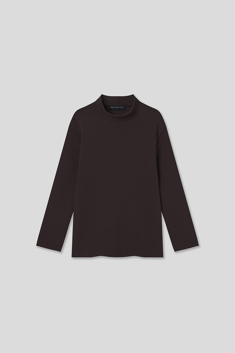 EDUARDO Youth Mock Neck semi-Over Brushed Heavy Cotton Long Sleeve Shirt.