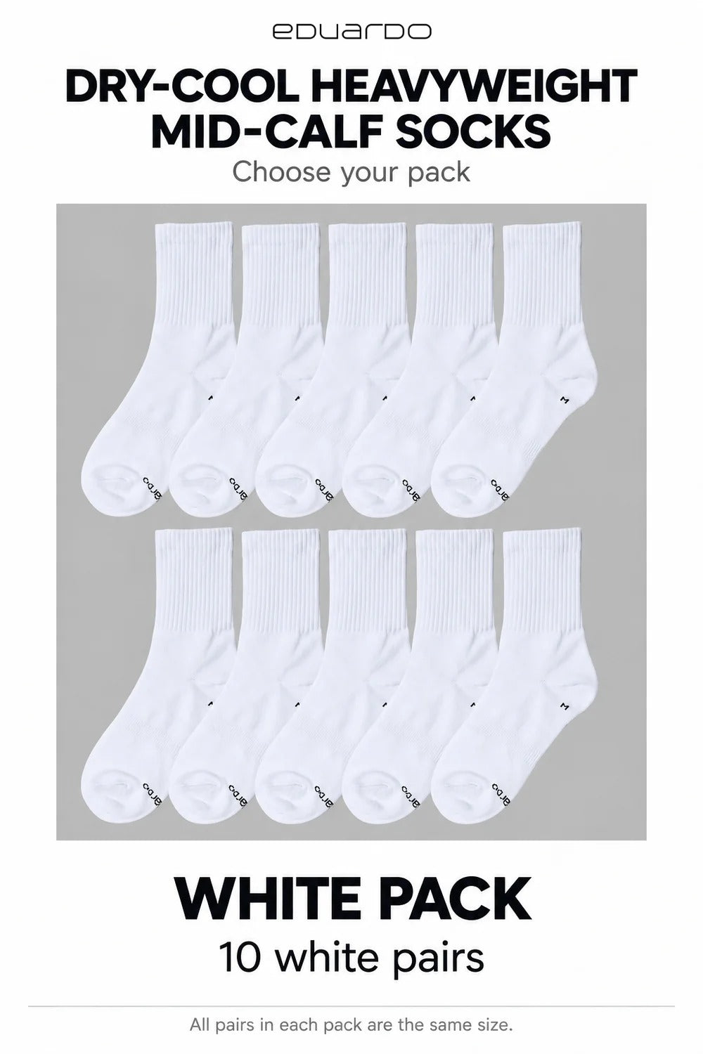 Unisex Dry-Cool Heavyweight Mid-Calf Socks – pack guide
