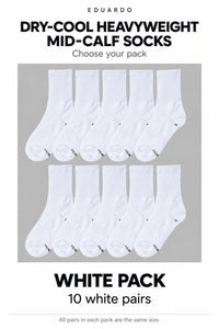 Unisex Dry-Cool Heavyweight Mid-Calf Socks – 10-Pair Pack