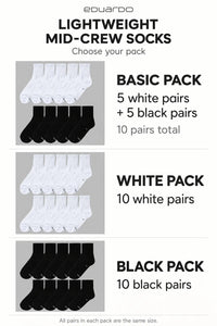 Unisex Lightweight Mid-Crew Socks – pack guide
