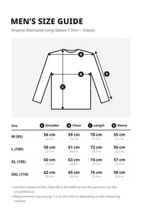Men’s Anyone Oversized Long-Sleeve T-Shirt – Classic Multipack – size guide