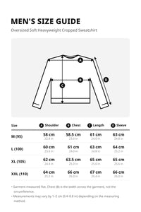 Men’s Oversized Soft Heavyweight Cropped Sweatshirt – size guide