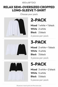 Men’s Relax Semi-Oversized Cropped Long-Sleeve T-Shirt – Classic Multipack – pack guide