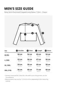 Men’s Relax Semi-Oversized Cropped Long-Sleeve T-Shirt – Classic Multipack – size guide