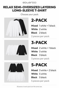 Men’s Relax Semi-Oversized Layering Long-Sleeve T-Shirt – Easy Multipack – pack guide