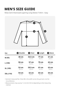 Men’s Relax Semi-Oversized Layering Long-Sleeve T-Shirt – Easy Multipack – size guide