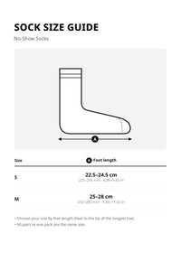 Unisex No-Show Socks – 10-Pair Pack – size guide