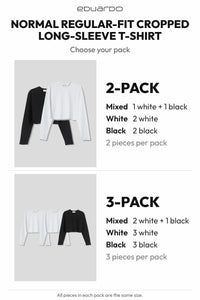 Women’s Normal Regular-Fit Cropped Long-Sleeve T-Shirt – Classic Multipack – pack guide