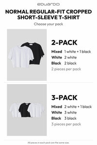 Women’s Normal Regular-Fit Cropped Short-Sleeve T-Shirt – Easy Multipack – pack guide