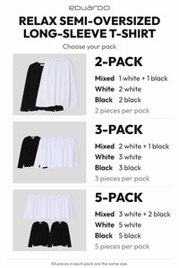 Women’s Relax Semi-Oversized Long-Sleeve T-Shirt – Classic Multipack – pack guide