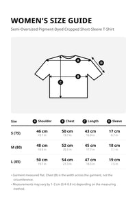 Women’s Semi-Oversized Pigment-Dyed Cropped Short-Sleeve T-Shirt – size guide
