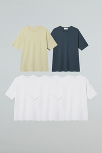 EDUARDO Men relaxed semi-overfit short-sleeved t-shirt, 5pack Second Collection.