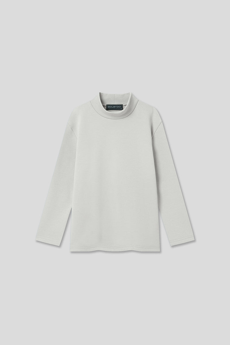 EDUARDO Youth Mock Neck semi-Over Brushed Heavy Cotton Long Sleeve Shirt.