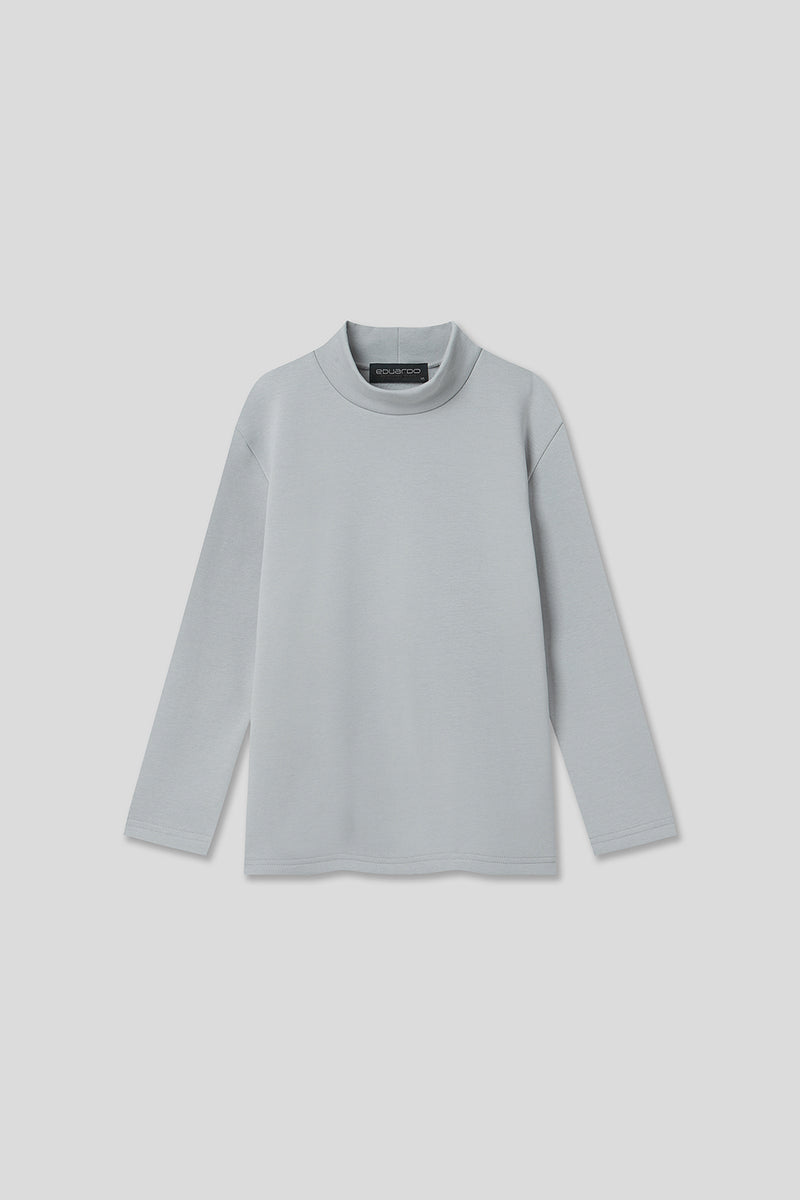 EDUARDO Youth Mock Neck semi-Over Brushed Heavy Cotton Long Sleeve Shirt.